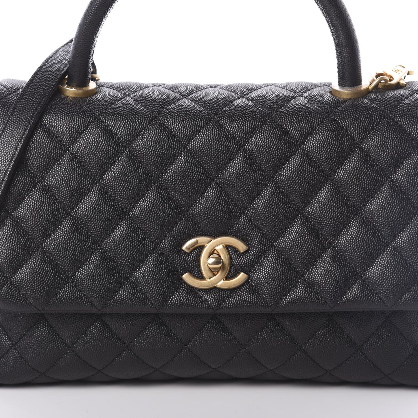 Caviar Quilted Small Coco Handle Flap Black