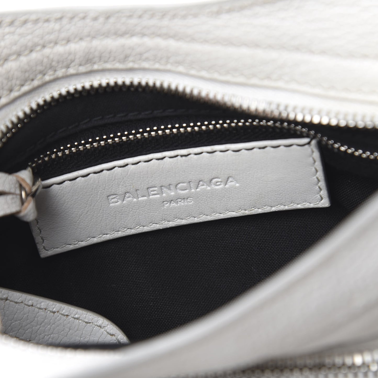 Chevre Silver Metallic Edge Hardware Mini City White