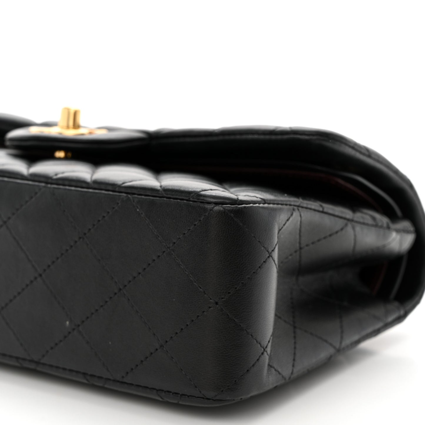 Lambskin Quilted Small Double Flap Black