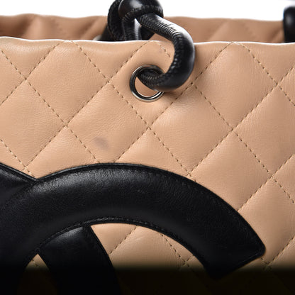 Chanel Calfskin Quilted Medium Cambon Tote Beige Black 15 of 20