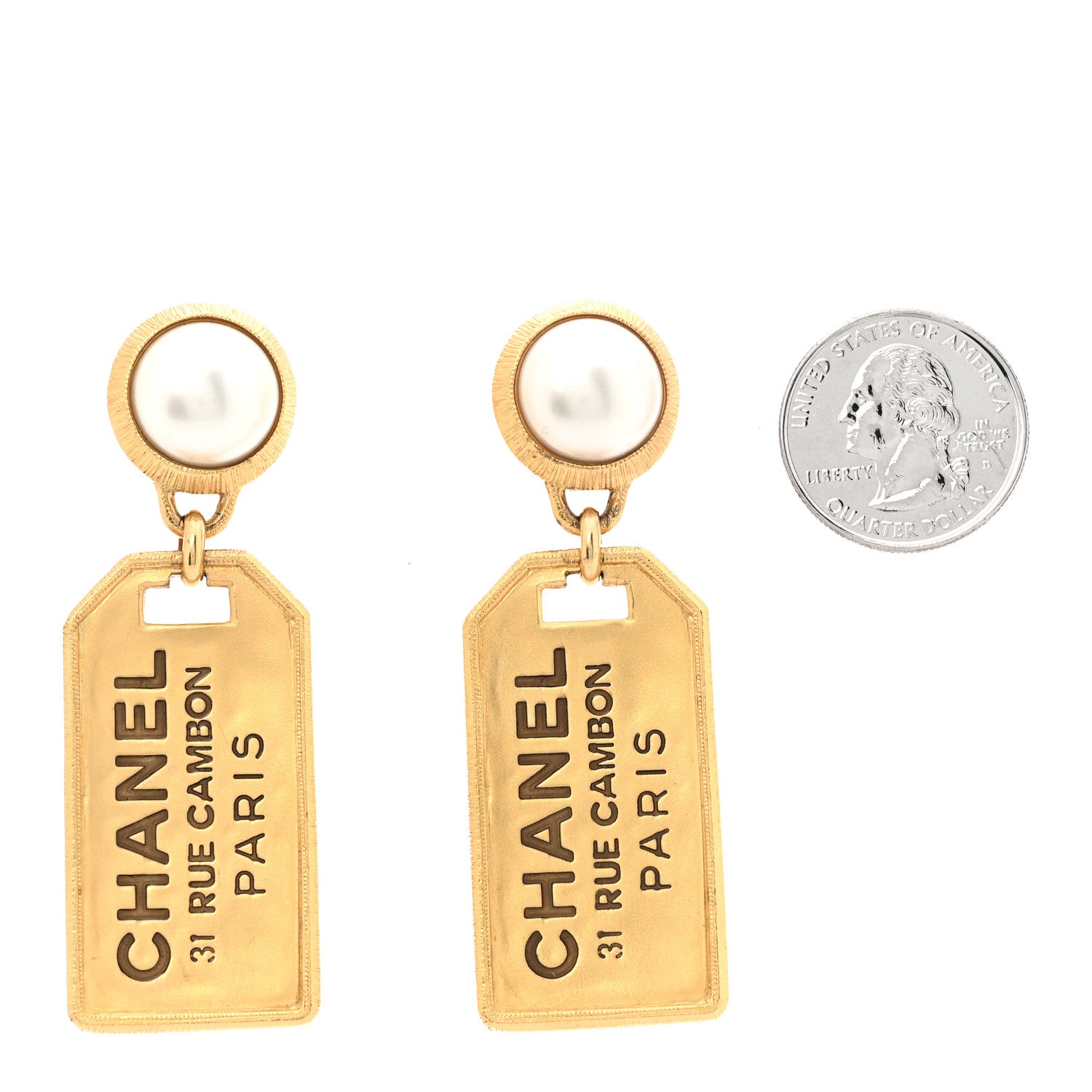 Chanel Pearl CC Tags Drop Earrings Gold 2 of 6