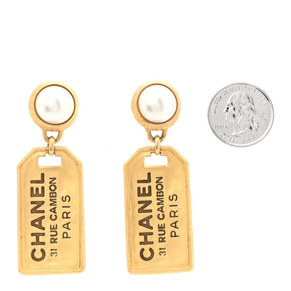 Chanel Pearl CC Tags Drop Earrings Gold 2 of 6