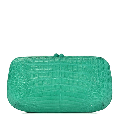 Nancy Gonzalez Crocodile Kisslock Clutch Green 1 of 14