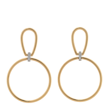 Roberto Coin 18K Yellow White Gold Diamond Open Stirrup and Circle Drop Earrings 1 of 4