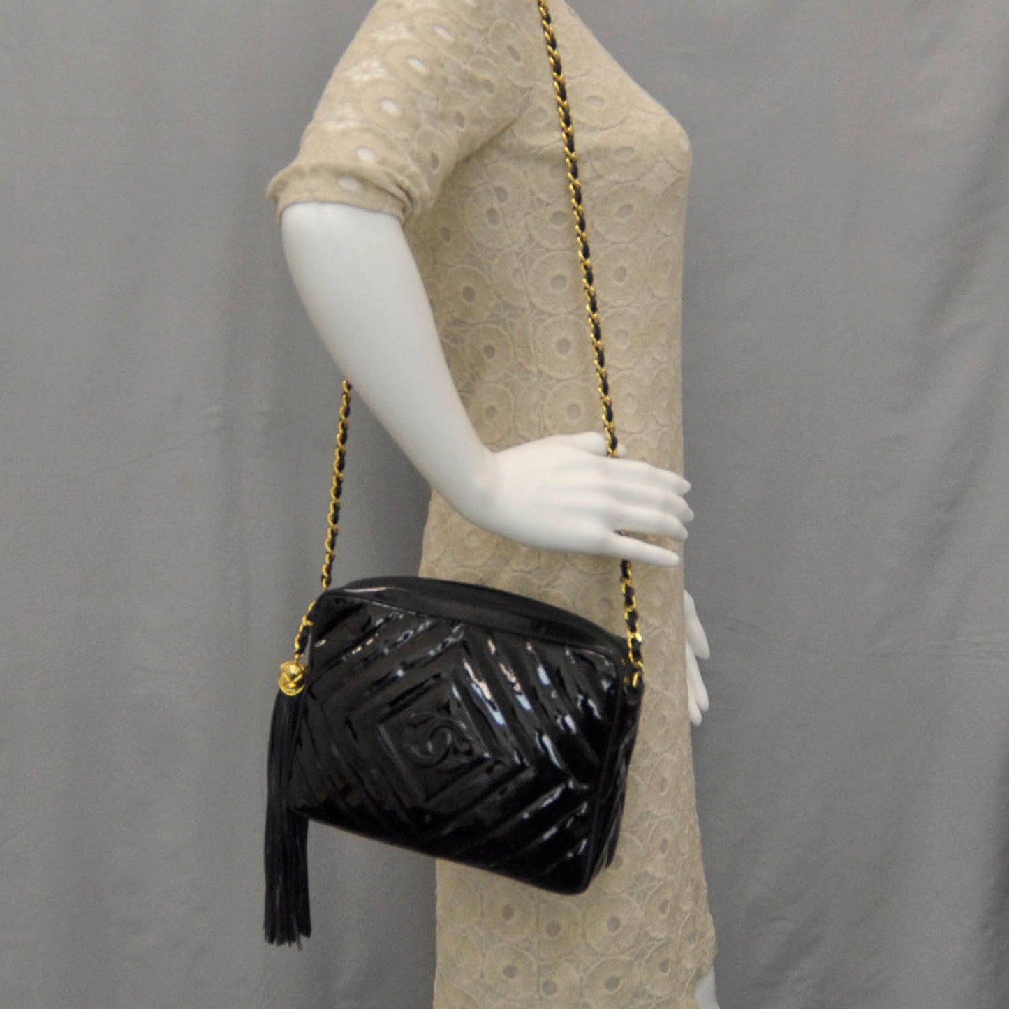 Patent Tassel Camera Case Black