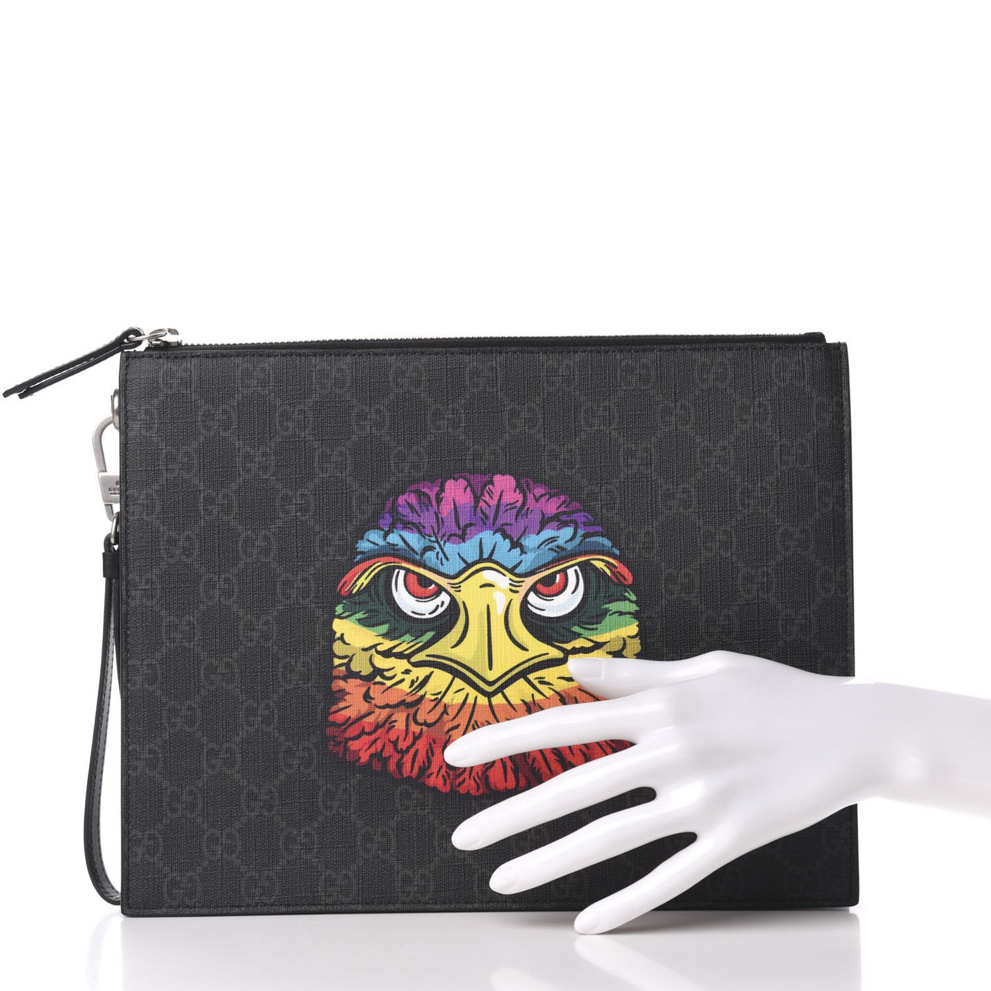 GG Supreme Monogram Rainbow Eagle Documents Holder Black Grey Multicolor