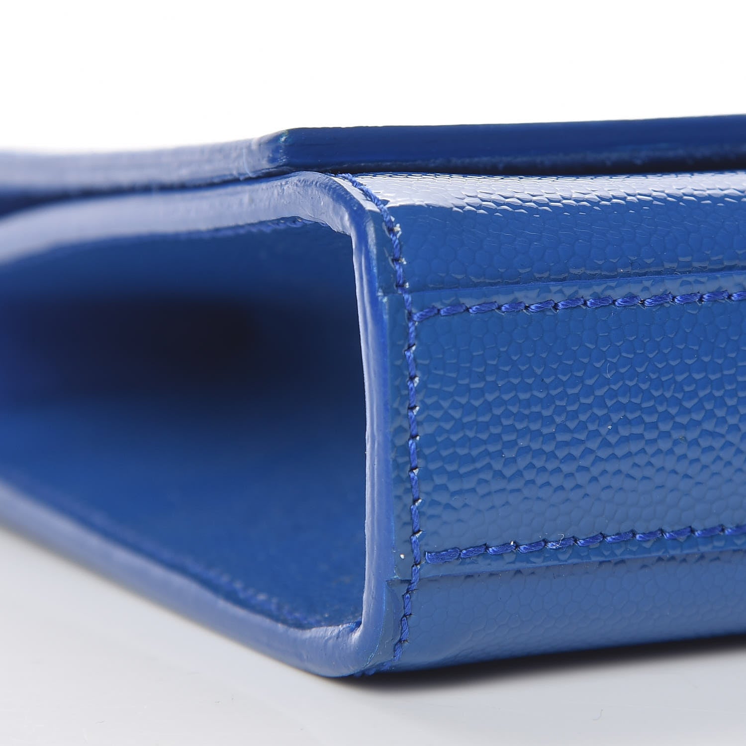 Saint Laurent Patent Grain De Poudre Classic Monogram Cassandre Clutch Blue 5 of 9