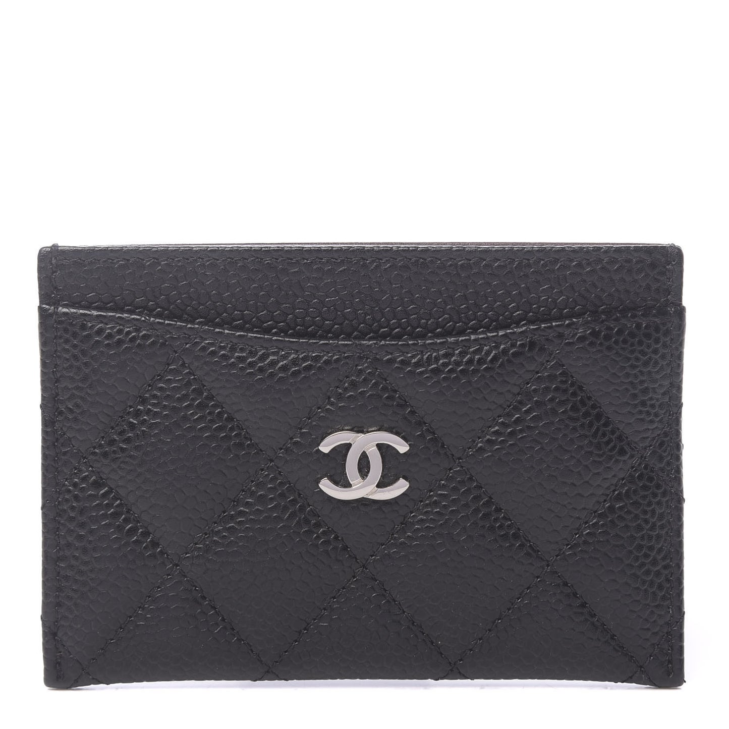 Caviar Quilted Card Holder Black