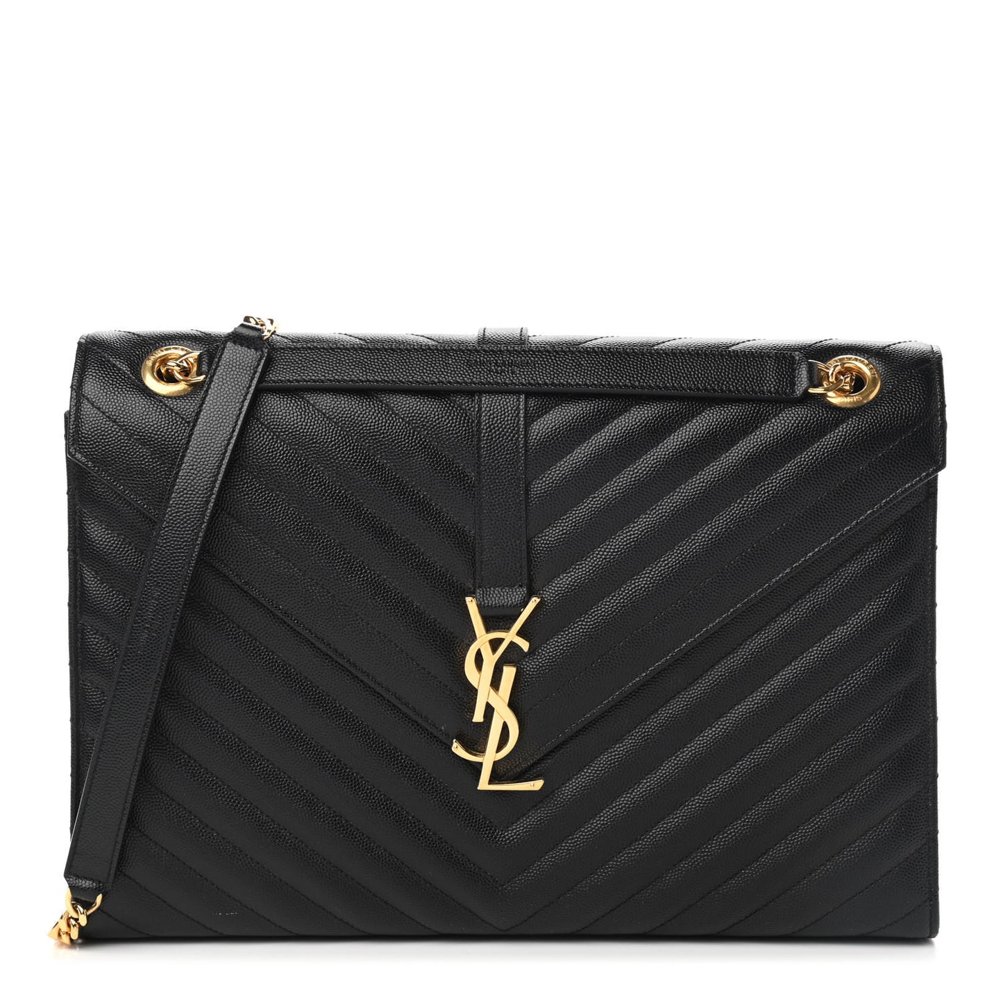 Grain De Poudre Matelasse Chevron Large Monogram Satchel Black
