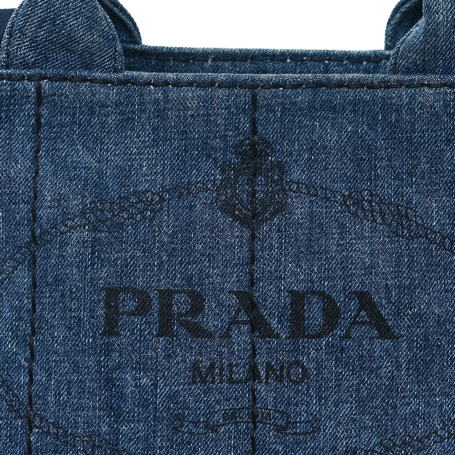 Prada Denim Small Logo Tote Bleu 7 of 10