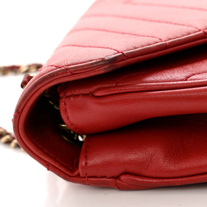 Chanel Lambskin Chevron Quilted Small Pyramid CC Flap Red 13 of 17