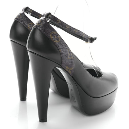 Louis Vuitton Calfskin Monogram Afterglow Platform Pumps 39 Black 4 of 7