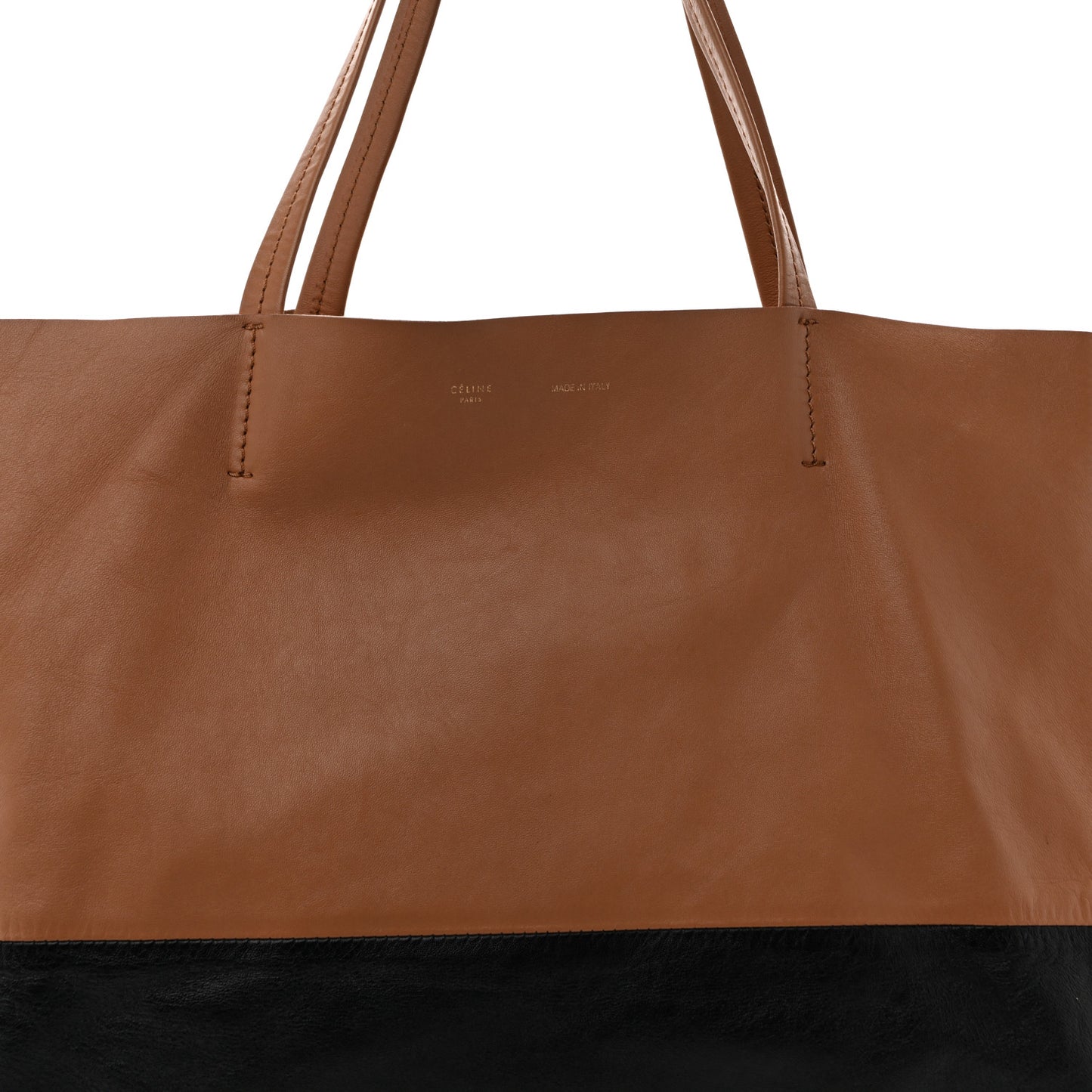 Lambskin Horizontal Bicolor Cabas Camel Black