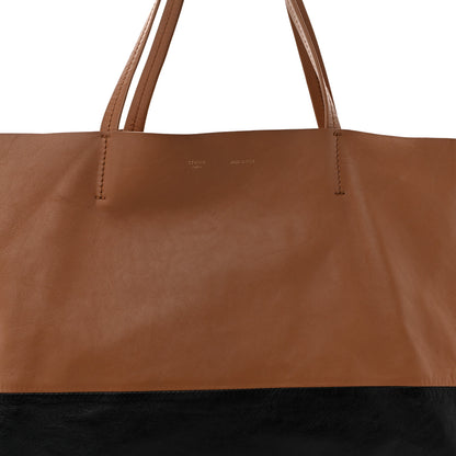 Celine Lambskin Horizontal Bicolor Cabas Camel Black 8 of 13