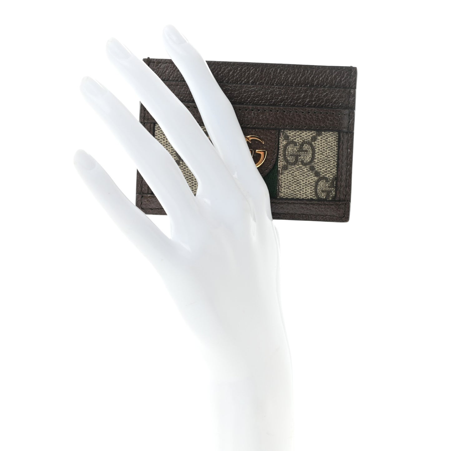 GG Supreme Monogram Ophidia Card Holder Brown