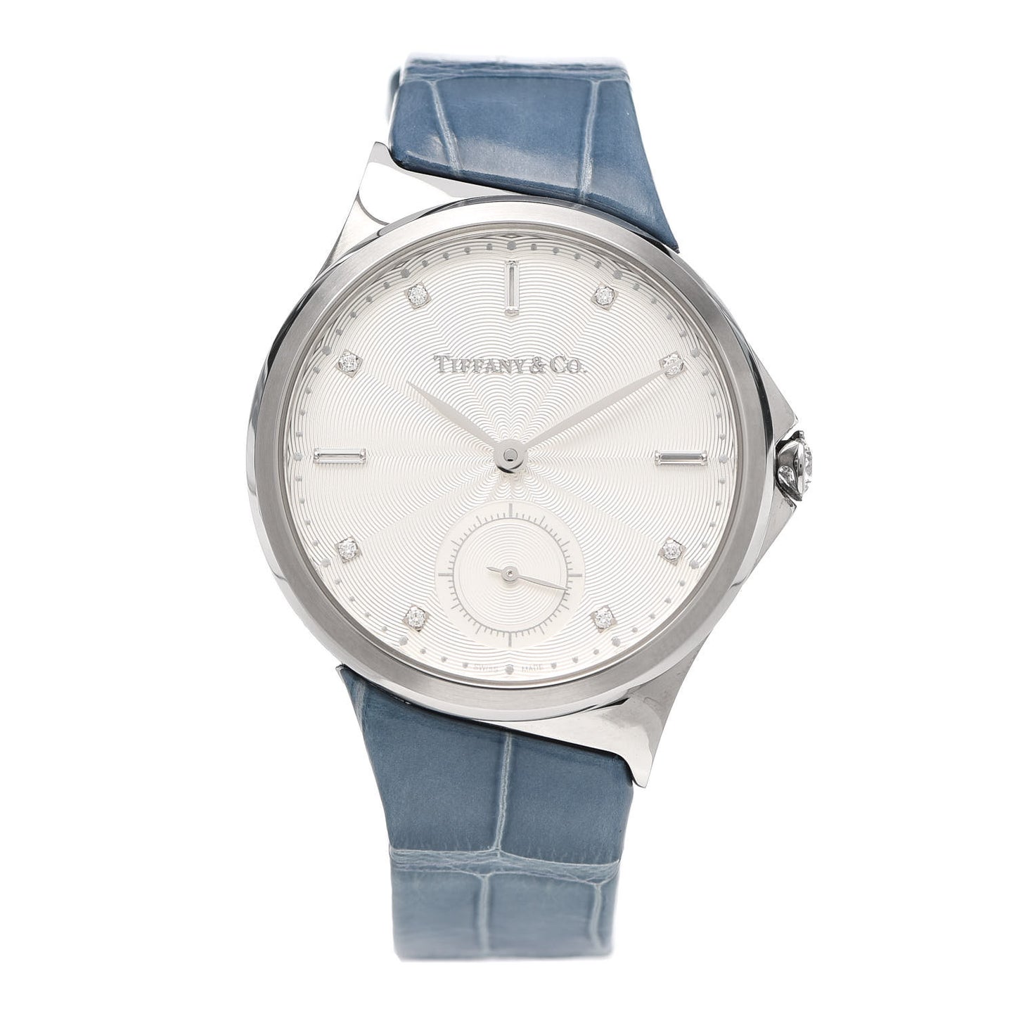 Stainless Steel Alligator Diamond 34mm Metro 3-Hand Quartz Watch