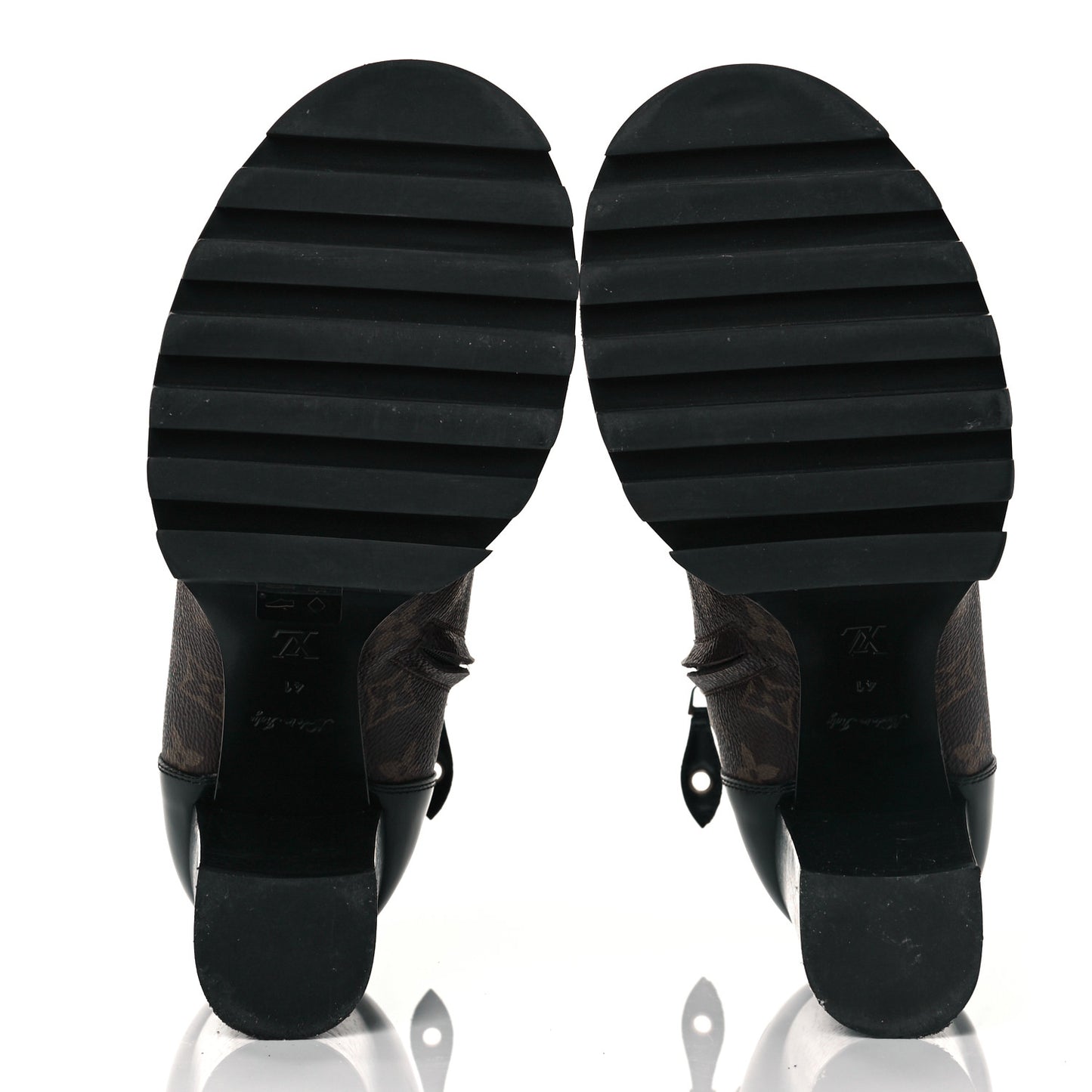 Patent Calfskin Monogram Star Trail Ankle Boots 41 Black