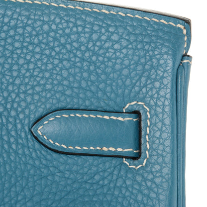 Hermes Taurillon Clemence Birkin 30 Blue Jean 9 of 28
