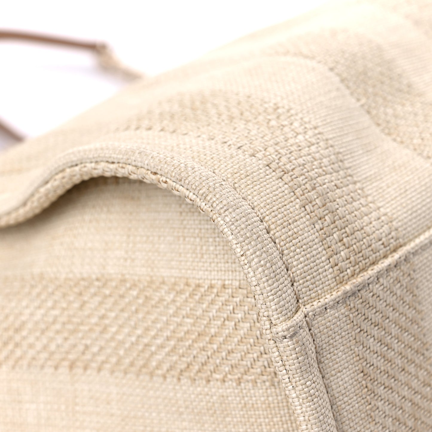 Mixed Fibers Calfskin Striped Small Deauville Tote Beige