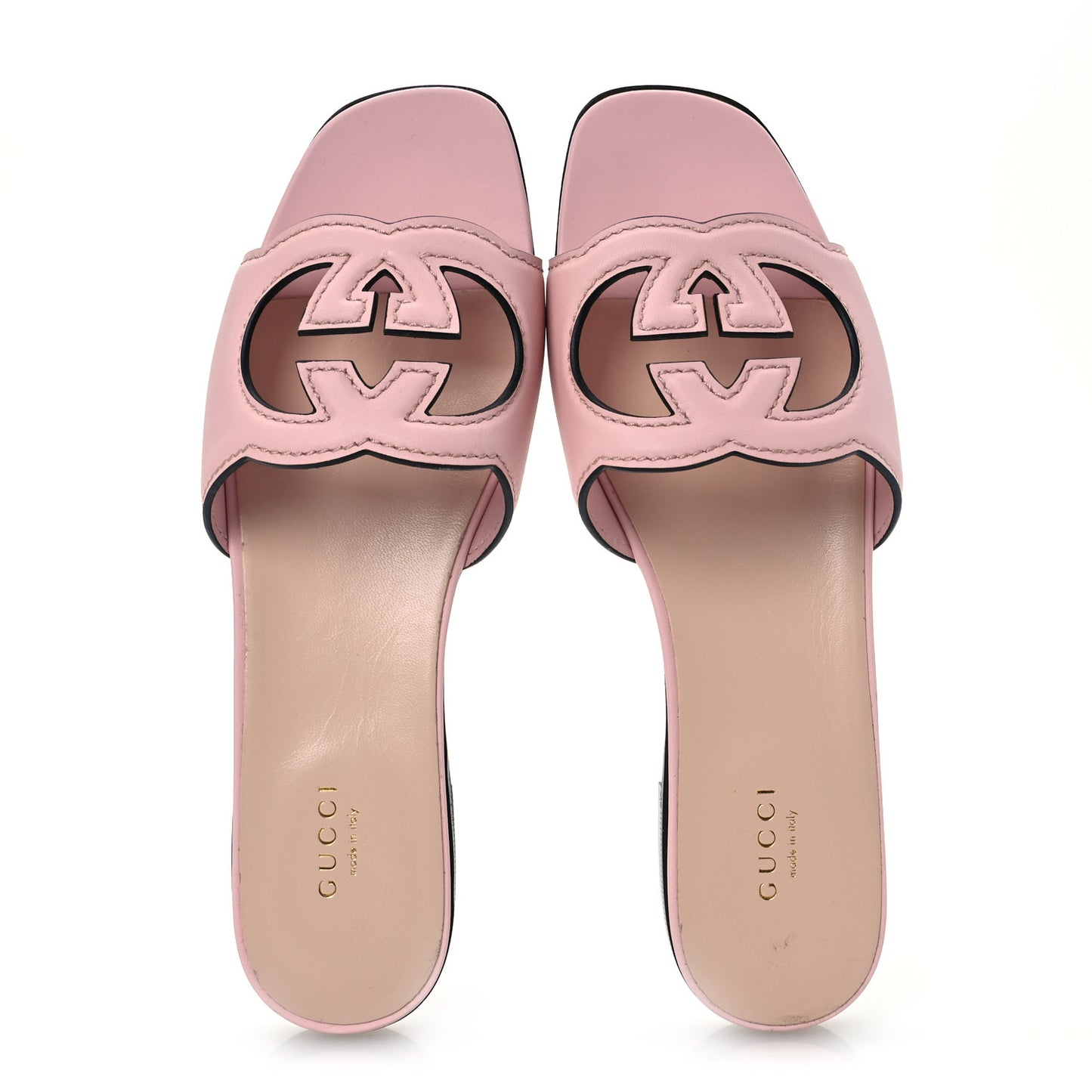 Cosmos Softy Calfskin Interlocking G Cut Out Slide Sandals 39 Candy Cotton