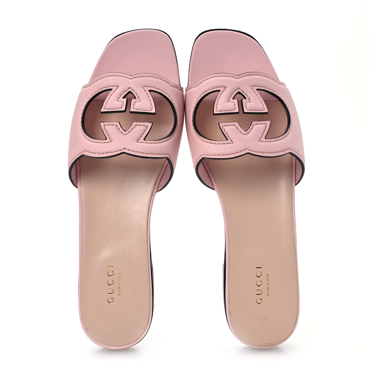Gucci Cosmos Softy Calfskin Interlocking G Cut Out Slide Sandals 39 Candy Cotton 2 of 14