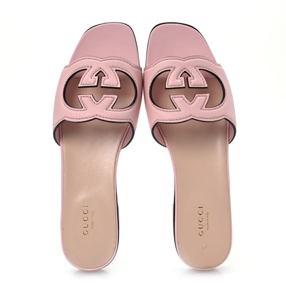 Gucci Cosmos Softy Calfskin Interlocking G Cut Out Slide Sandals 39 Candy Cotton 2 of 14