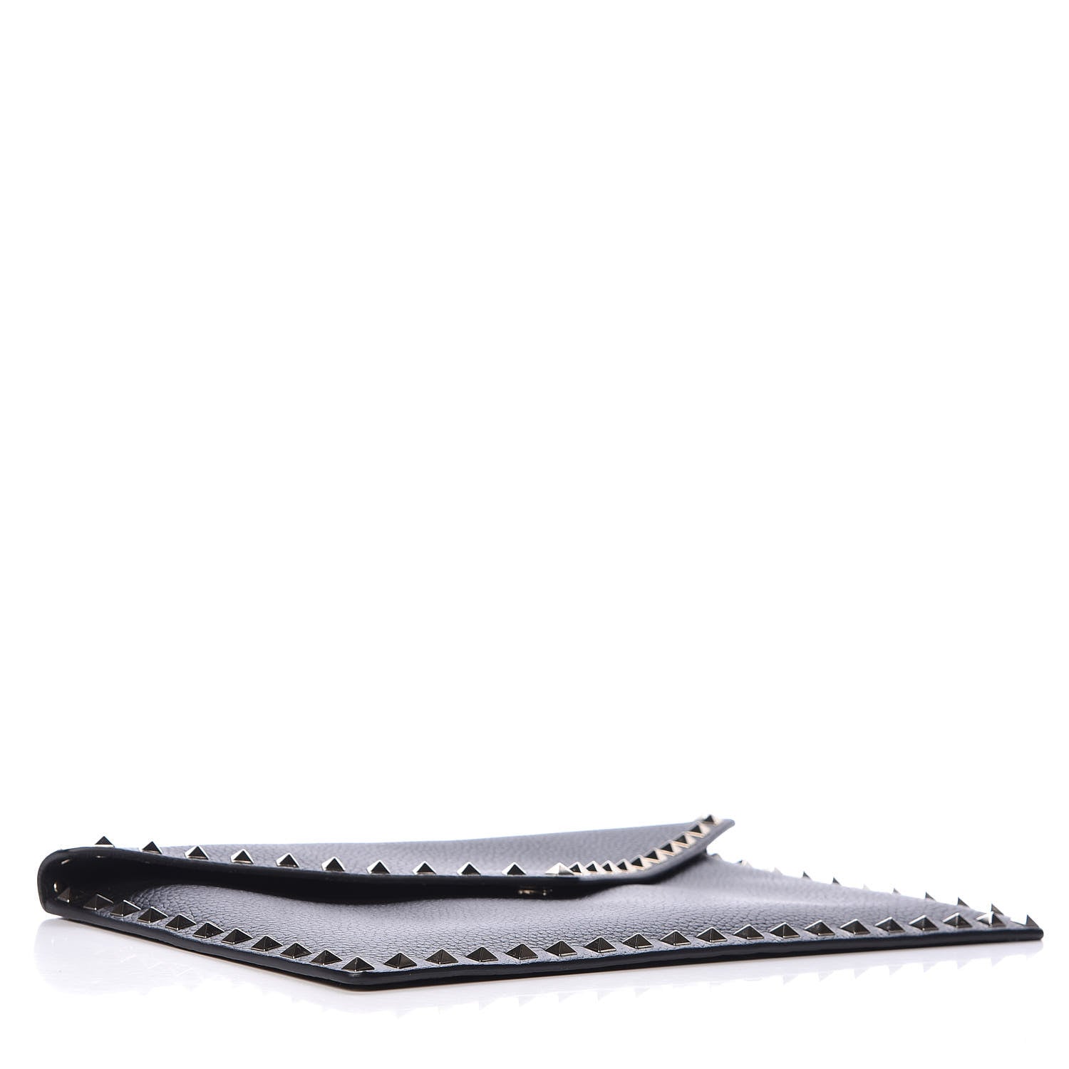Valentino Garavani Pebbled Calfskin Large Rockstud Envelope Clutch Black 4 of 11