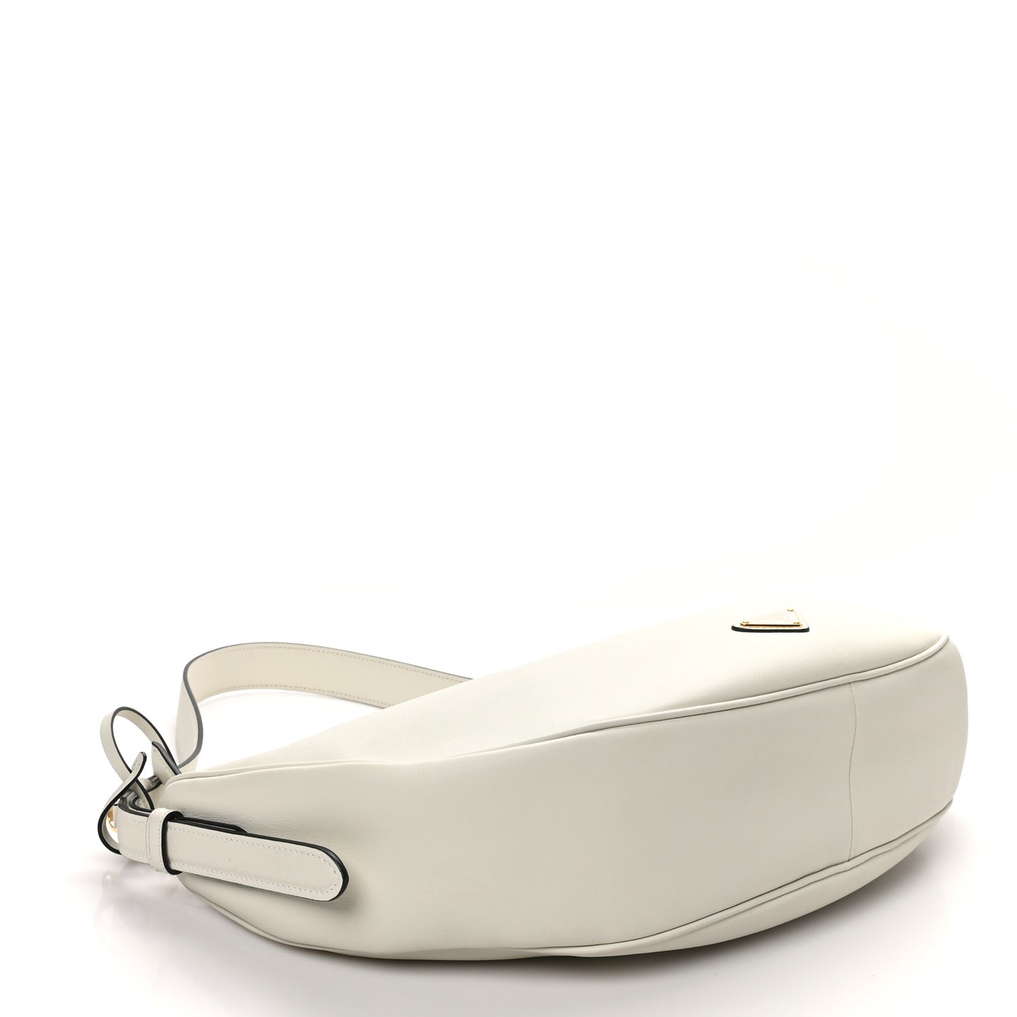 Soft Calfskin Large Arque Shoulder Bag White