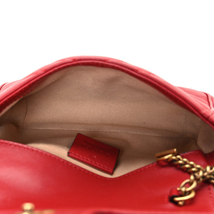 Gucci Calfskin Matelasse Super Mini GG Marmont Shoulder Bag Hibiscus Red 5 of 11