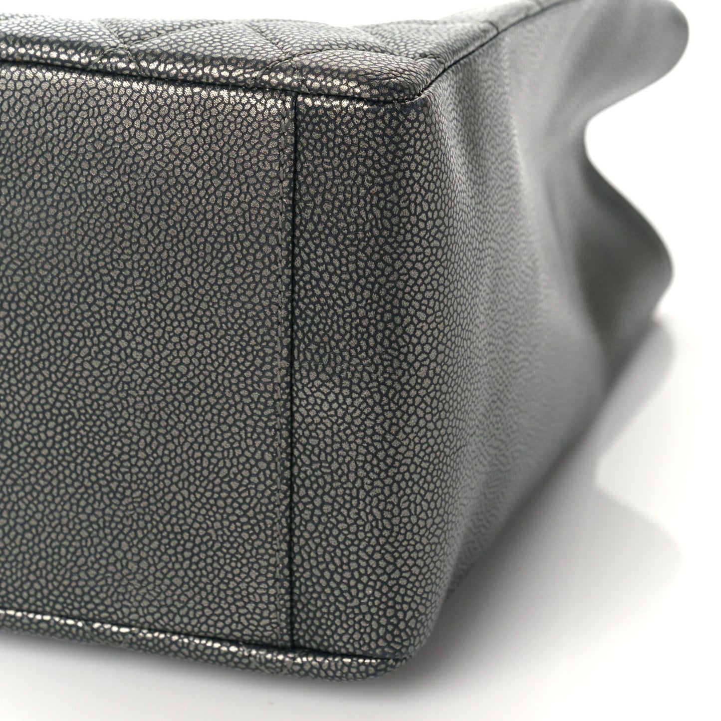 Metallic Caviar Quilted Grand Shopping Tote GST Dark Silver
