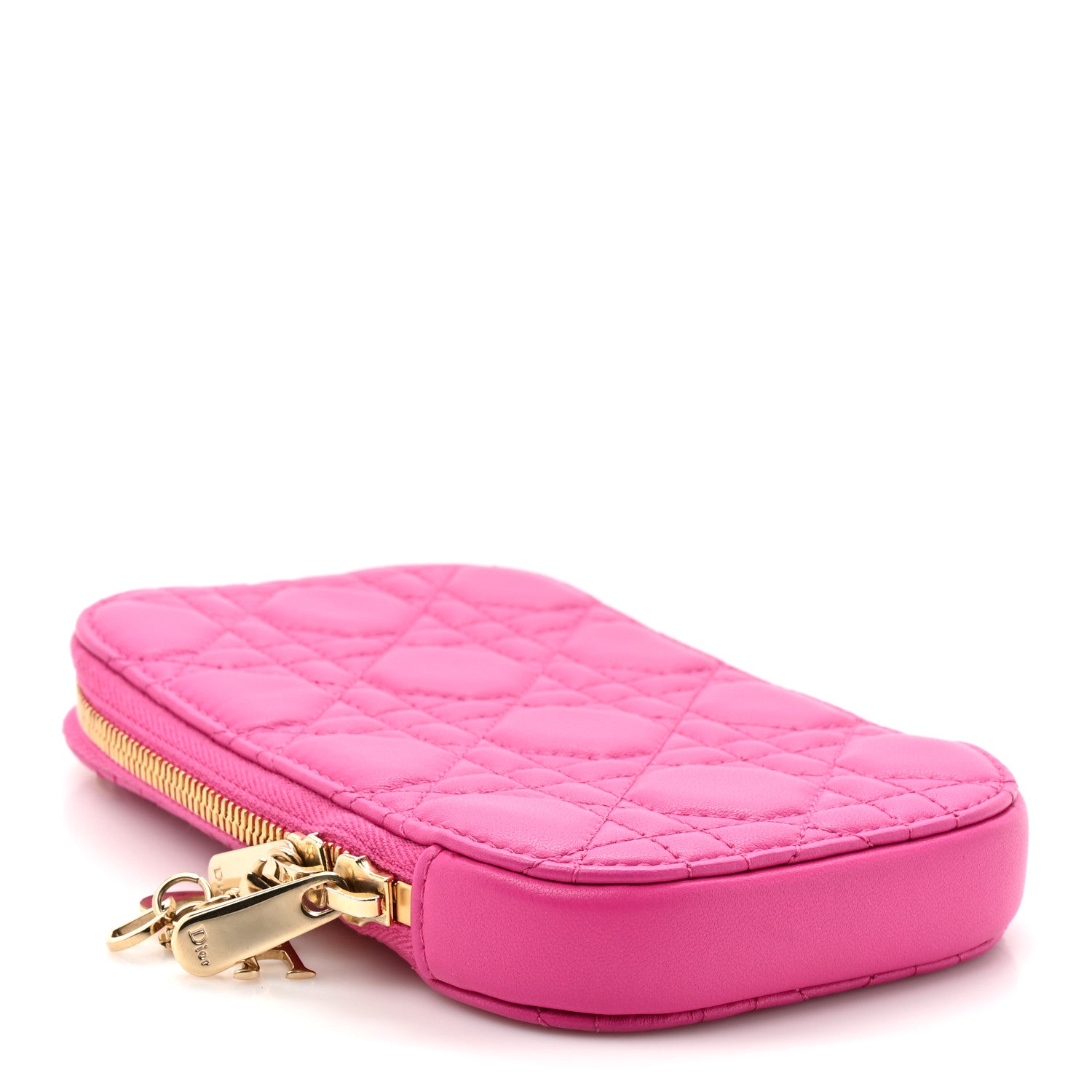Christian Dior Lambskin Cannage Lady Dior Phone Holder Fuchsia 3 of 8