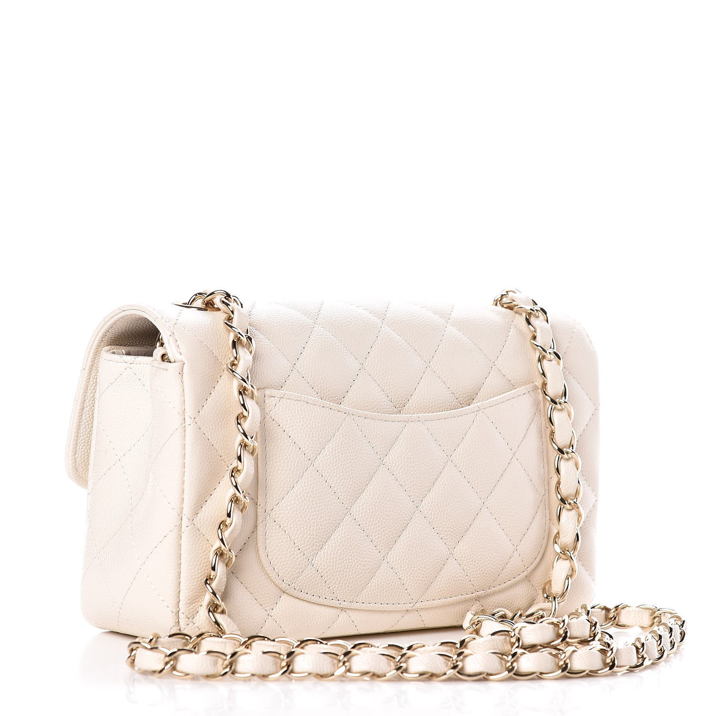 Caviar Quilted Mini Rectangular Flap White