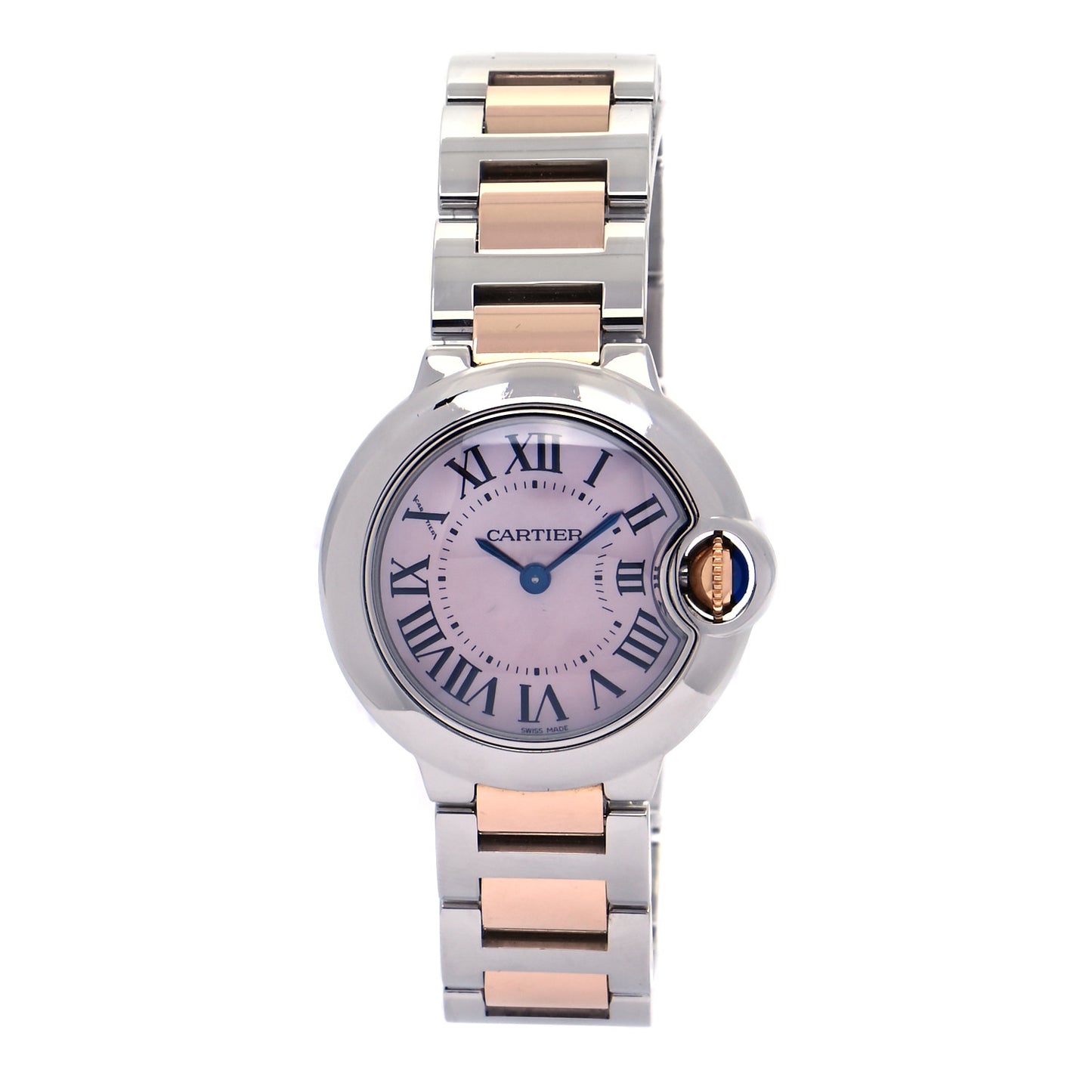 Stainless Steel 18K Pink Gold 28mm Ballon Bleu De Cartier Quartz Watch