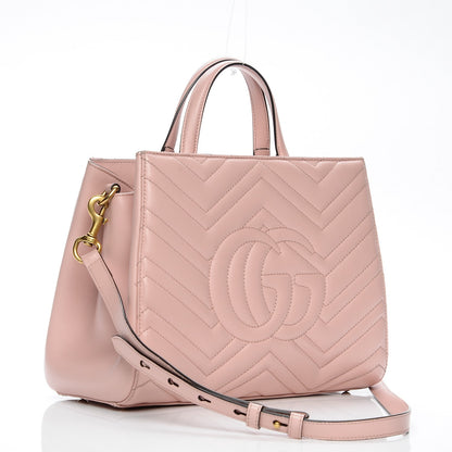Gucci Calfskin Matelasse Small GG Marmont Tote Perfect Pink 3 of 9