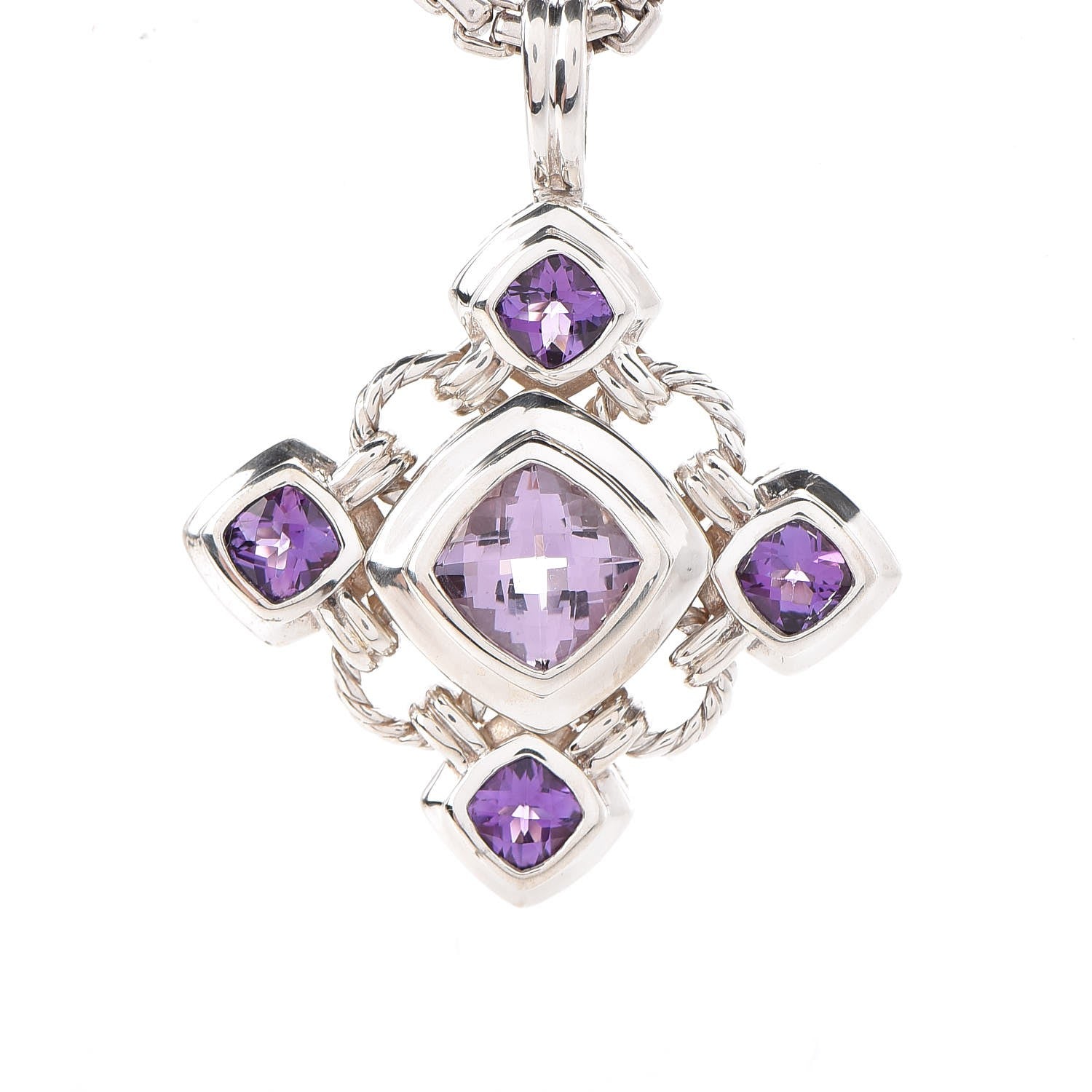 David Yurman Sterling Silver Amethyst Renaissance Necklace 4 of 6