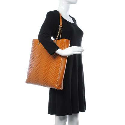 Gucci Azalea Calfskin Matelasse Large GG Marmont Slim Tote Cognac 2 of 7