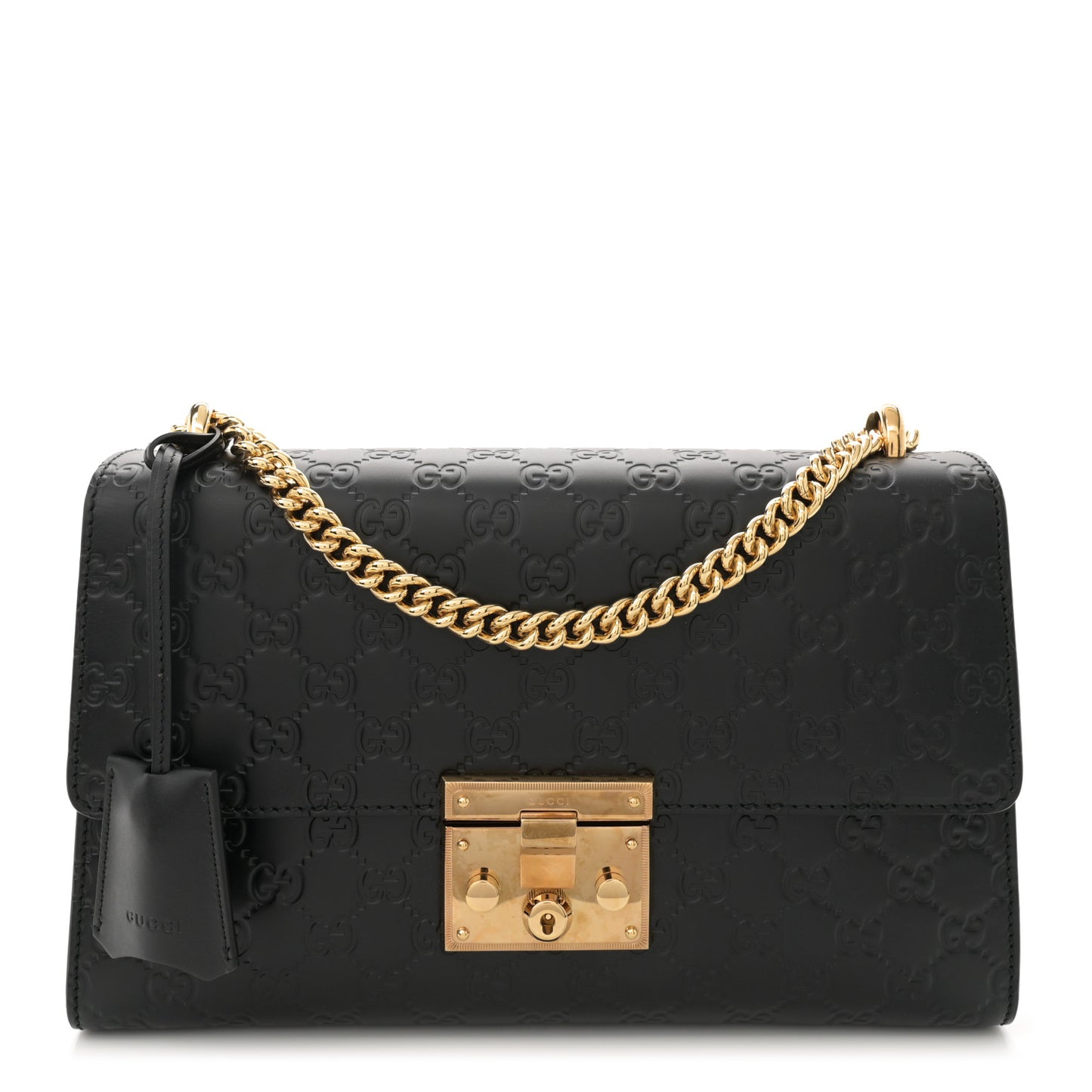 Guccissima Medium Padlock Shoulder Bag Black