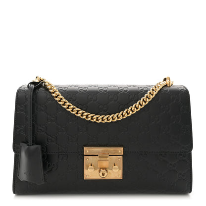 Gucci Guccissima Medium Padlock Shoulder Bag Black 1 of 13