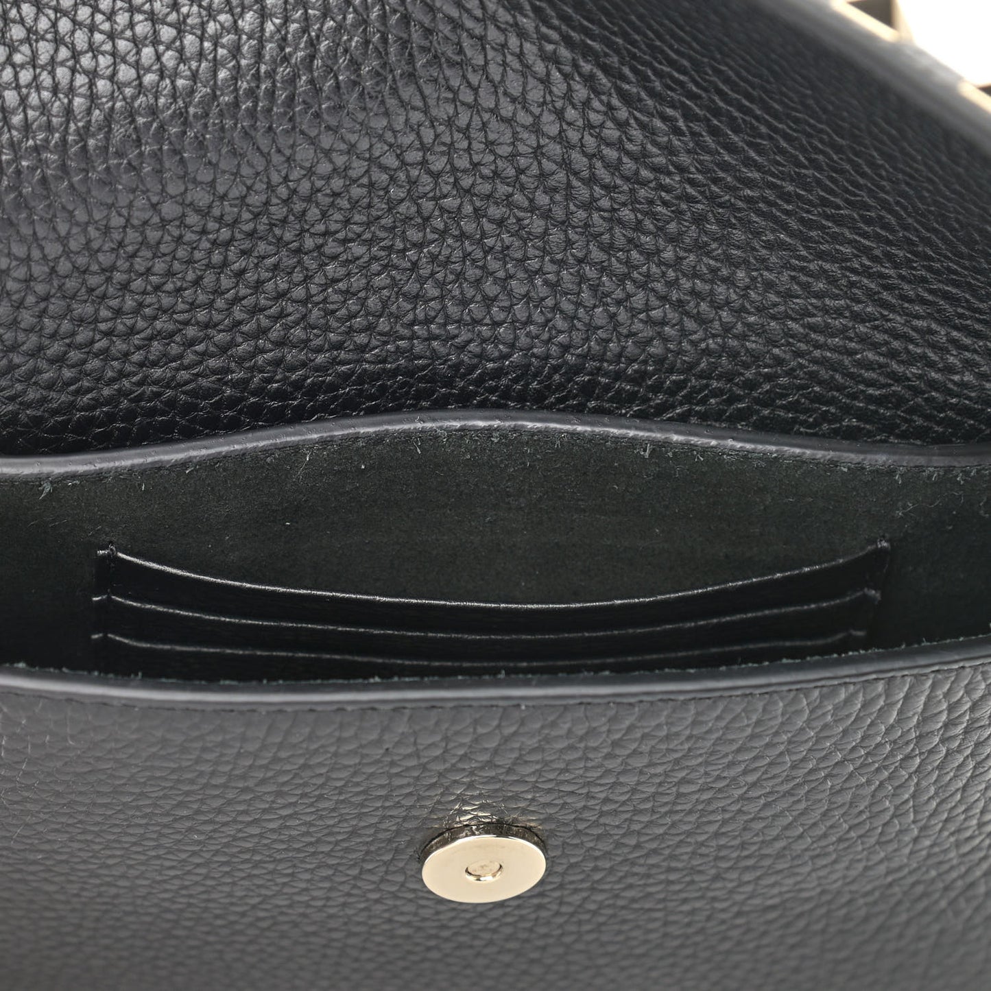 Grainy Calfskin Rockstud Crossbody Pouch Black