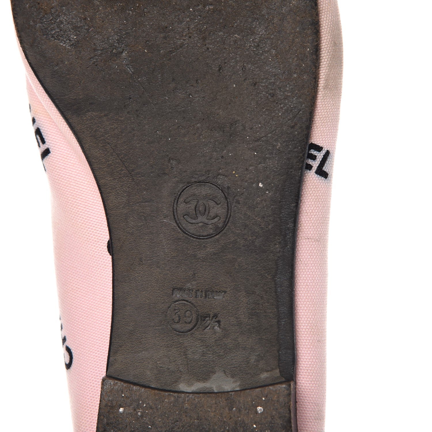 Chanel Printed Canvas Logo Ballet Flats 39.5 Pink Black 8 of 16