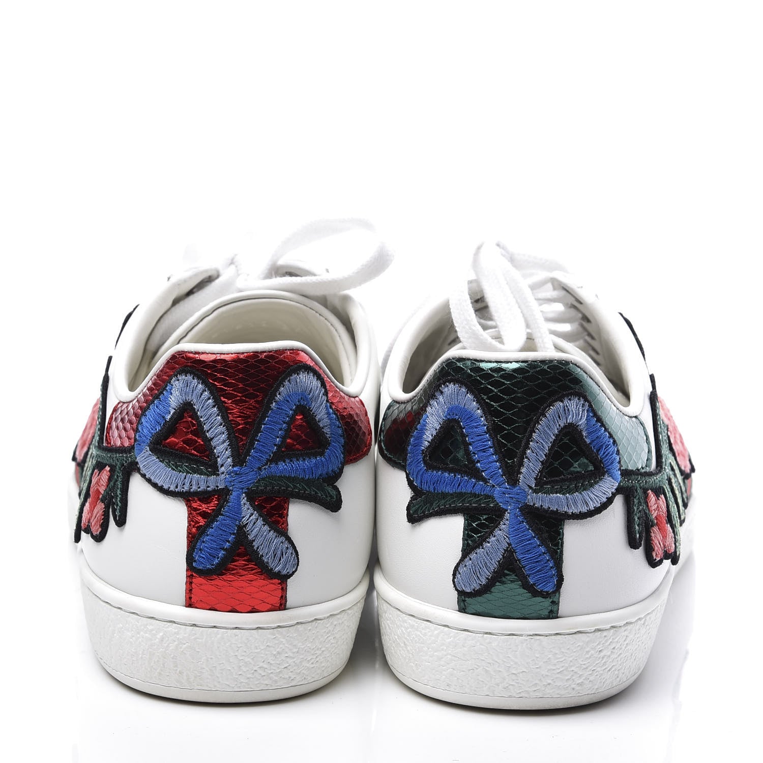 Gucci Calfskin Web Floral Embroidered Womens Ace Sneakers 39 White 7 of 11