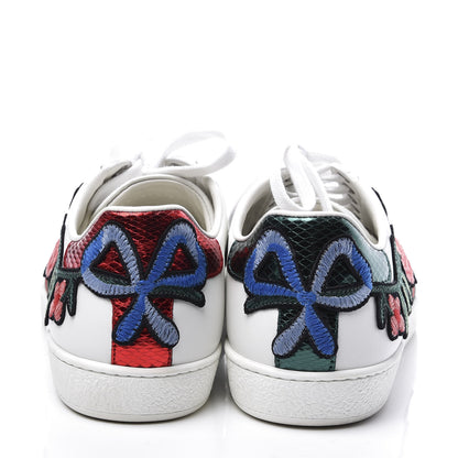 Gucci Calfskin Web Floral Embroidered Womens Ace Sneakers 39 White 7 of 11
