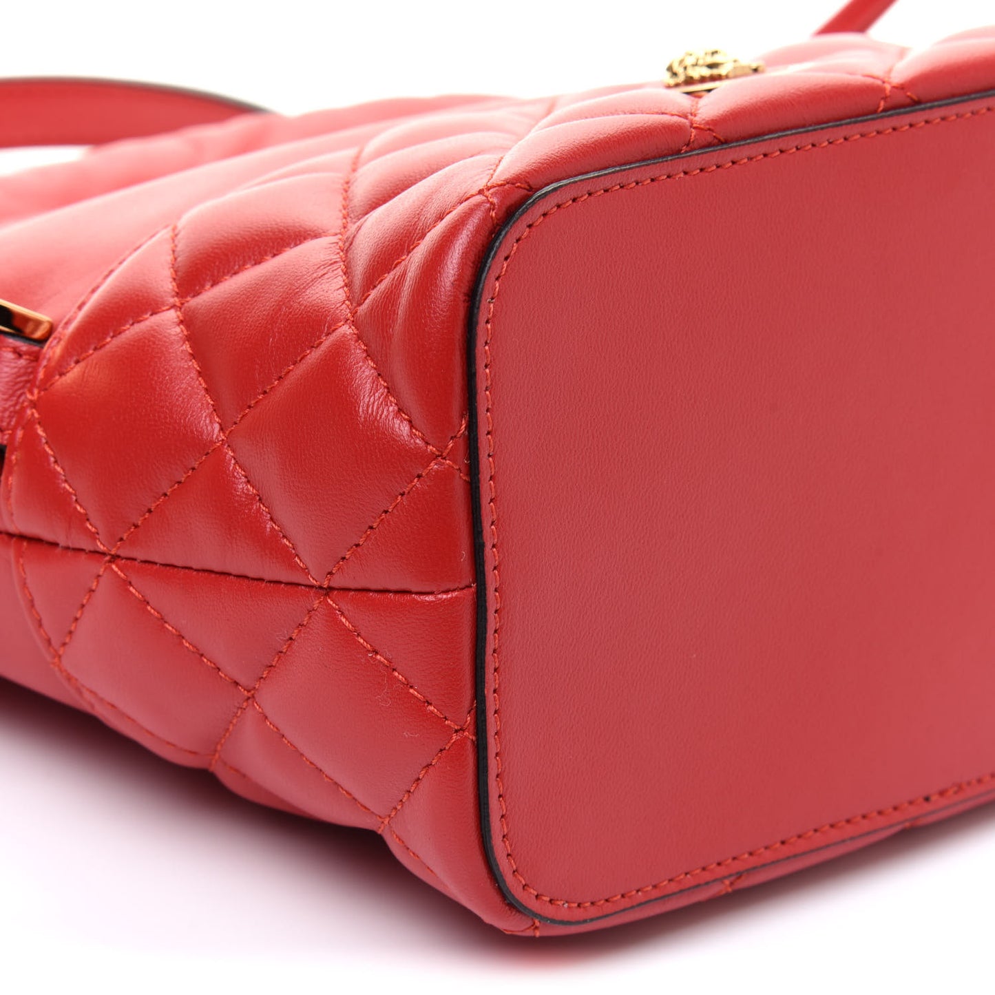 Nappa Quilted Medusa Bucket Bag Red