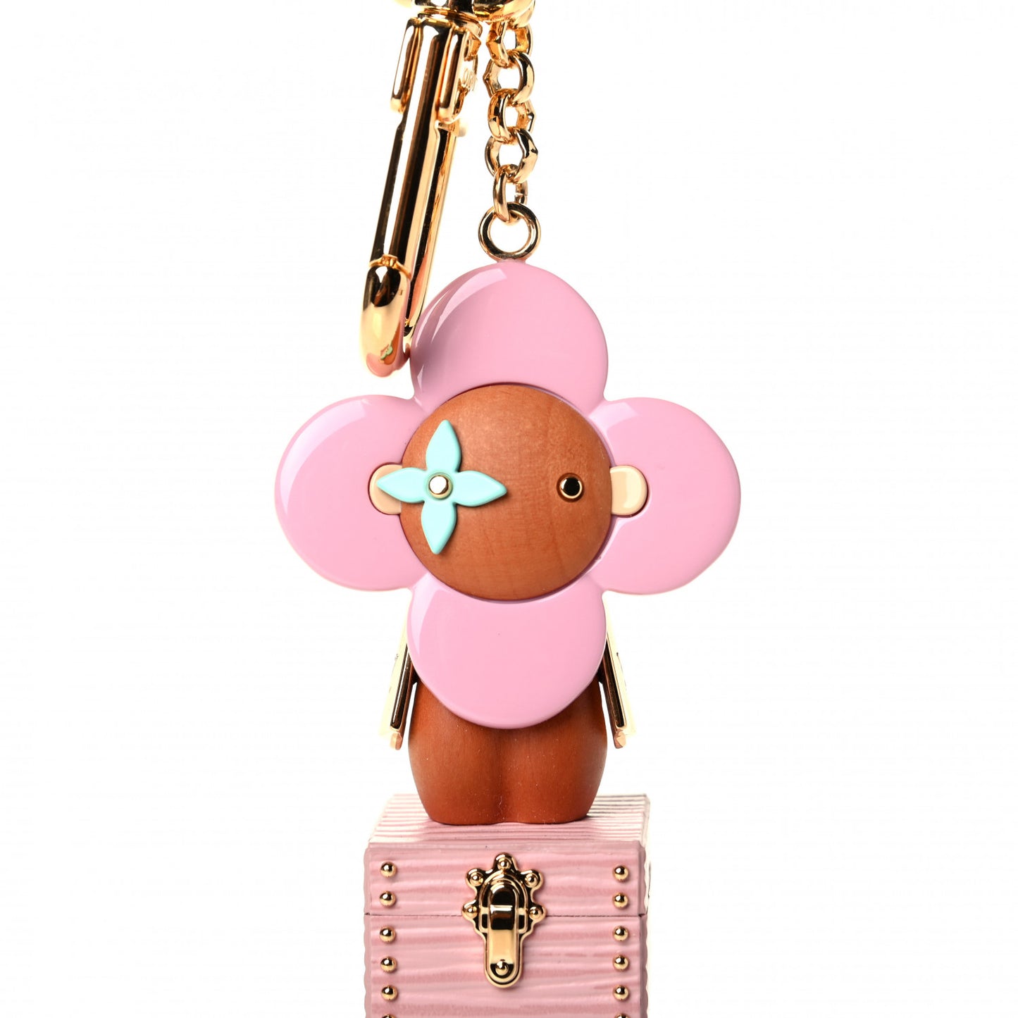Resin Wood Vivienne Trunk Bag Charm Key Holder Pink