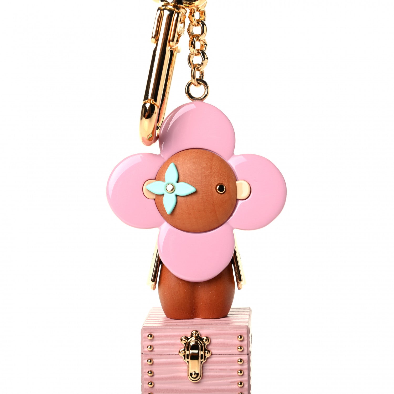 Louis Vuitton Resin Wood Vivienne Trunk Bag Charm Key Holder Pink 3 of 4