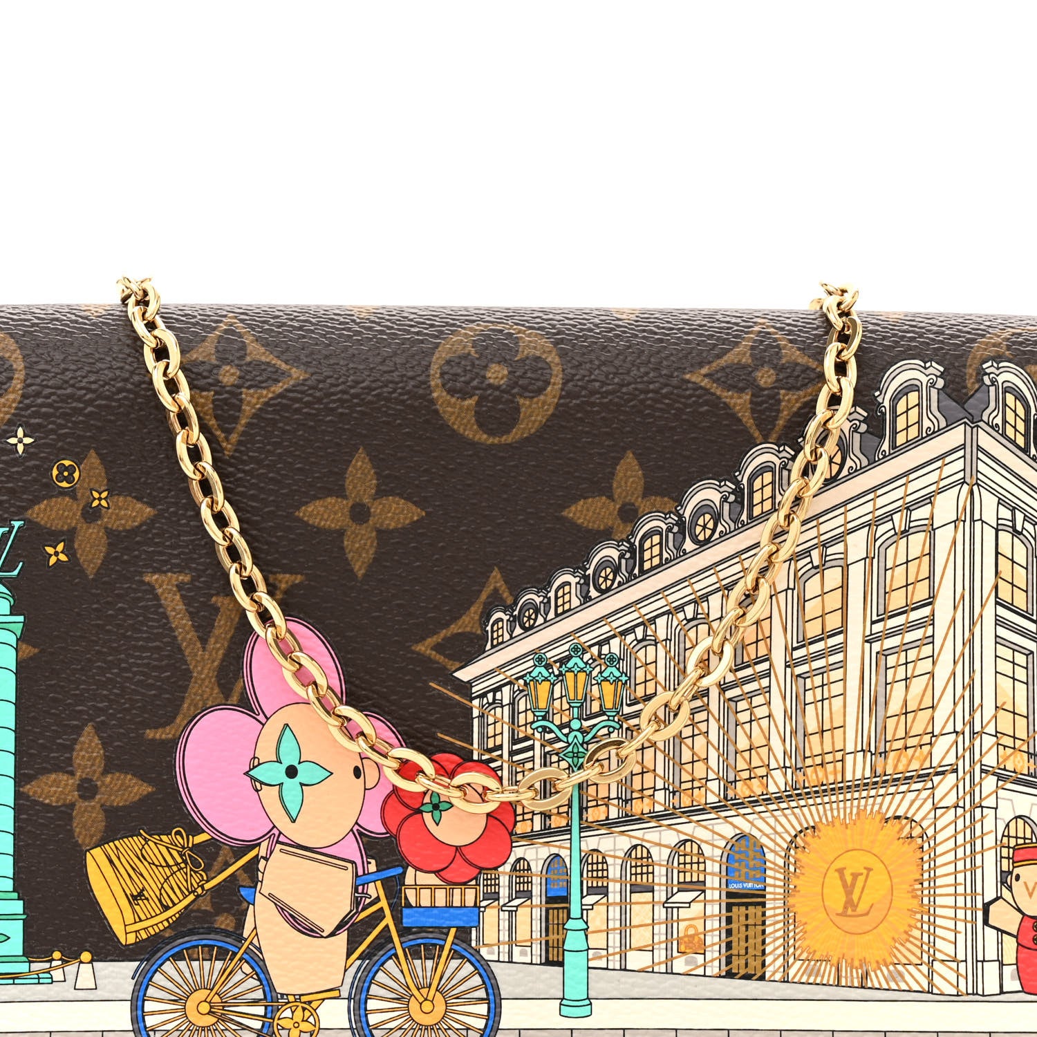 Louis Vuitton Monogram 2022 Christmas Animation Paris Pochette Felicie Chain Wallet Pink 8 of 12