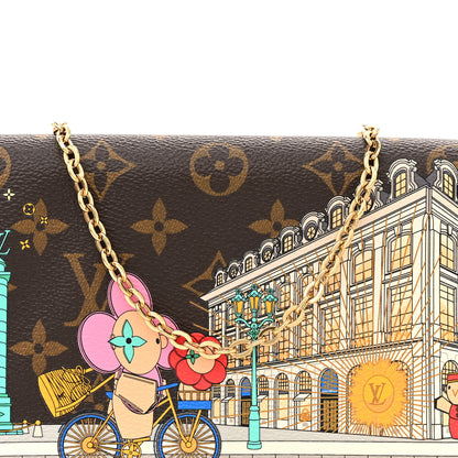 Louis Vuitton Monogram 2022 Christmas Animation Paris Pochette Felicie Chain Wallet Pink 8 of 12