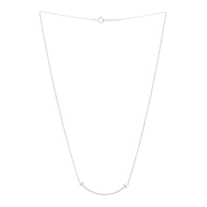 Tiffany 18K White Gold Diamond Small T Smile Pendant Necklace 3 of 6