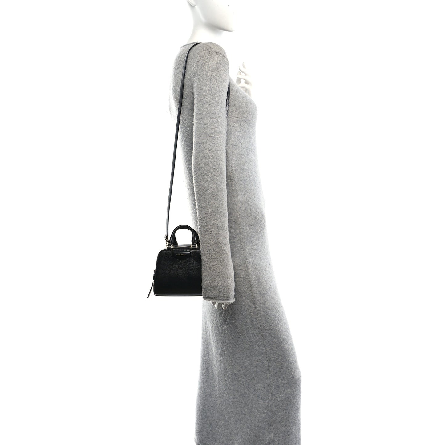 Tumbled Buffalo Nano Antigona Cube Bag Black