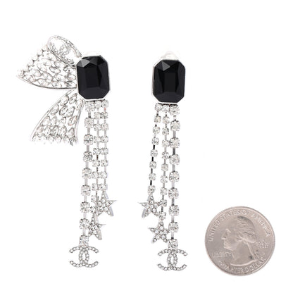 Chanel Crystal CC Clip On Earrings Black Silver 2 of 4